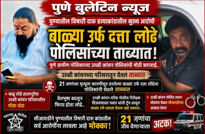 विषारी दारू हत्याकांडातील मुख्य आरोपी दत्ता लोंढे उरुळी कांचन पोलिसांच्या ताब्यात!