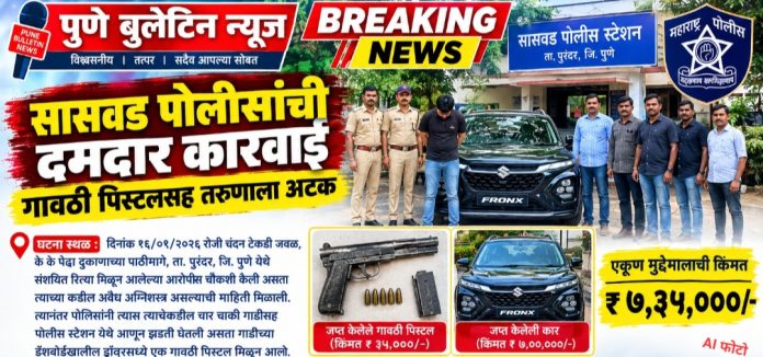 सासवड पोलिसांची दमदार कारवाई; गावठी पिस्टलसह तरुणाला अटक!