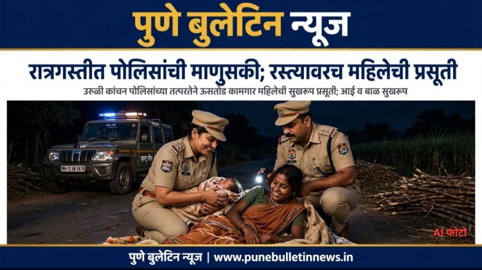 रात्रगस्तीत पोलिसांची माणुसकी; रस्त्यावरच महिलेची प्रसूती; उरुळी कांचन पोलिसांच्या तत्परतेने ऊसतोड कामगार महिलेची सुखरूप प्रसूती; आई व बाळ सुखरूप